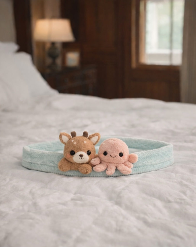 Diadéma Bébé avec Renard et Tortue – Tissu en Peluche Douce pour Bébé