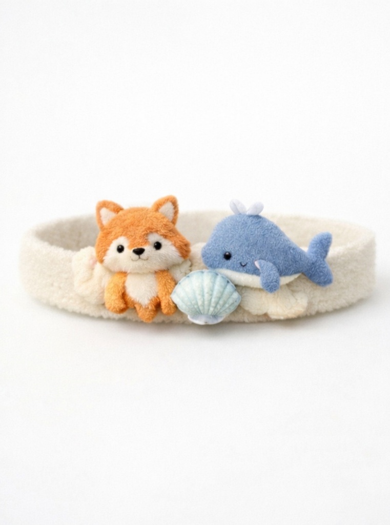 かわいいキツネとクジラのベビープラッシュヘッドバンド