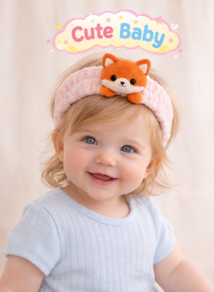 Cartoon Fox Plush Baby Headband - Soft and Cute Baby Hairband for Newborn Girls