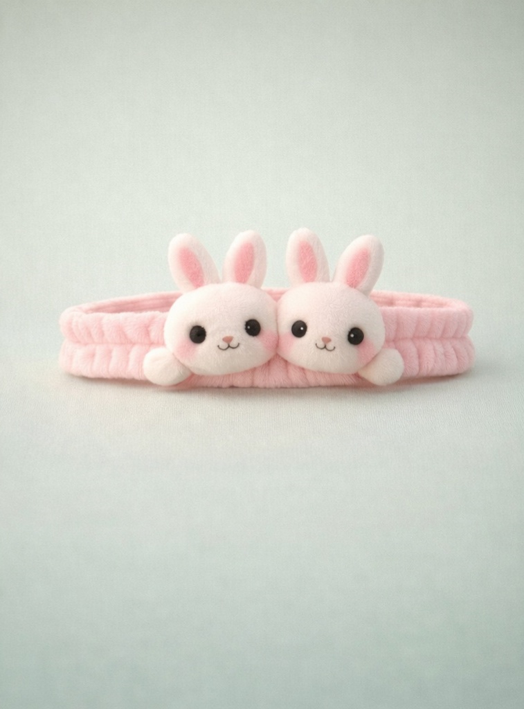 Cute Blush Bunny Plush Headband for Babies