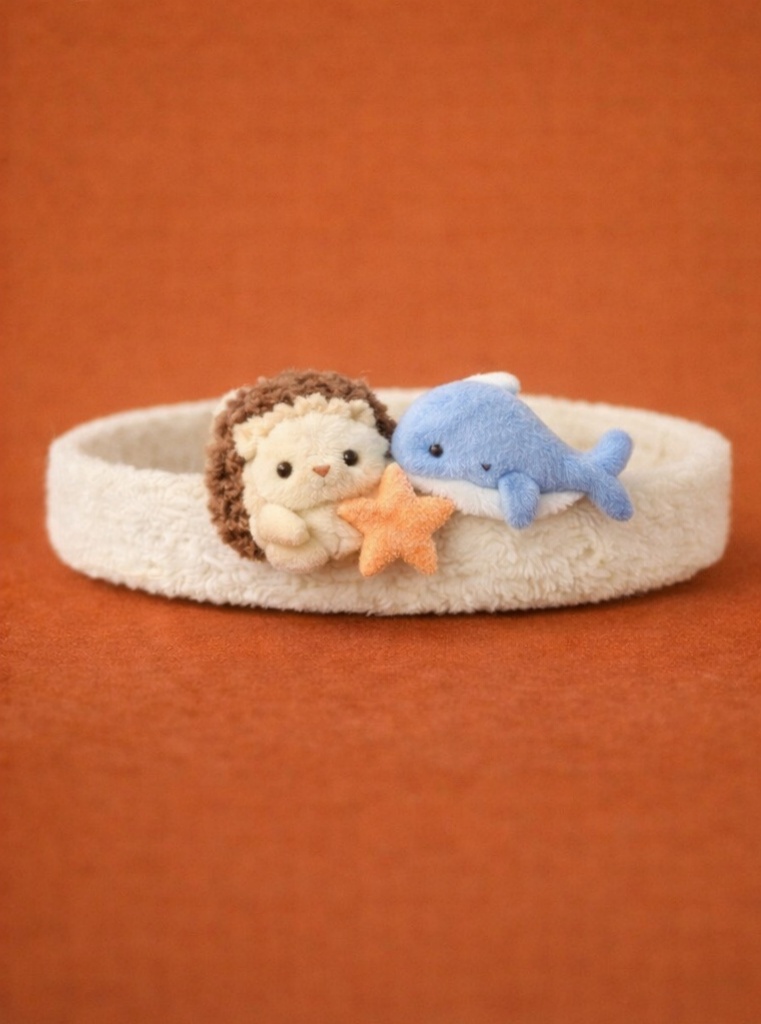 Encantadora diadema de peluche de zorro y ballena para bebés