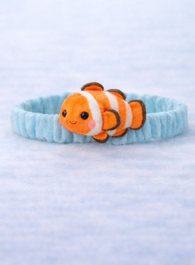 Mignon bandeau en peluche pour bébé avec visage de poisson clown – Accessoire confortable et doux pour bébés