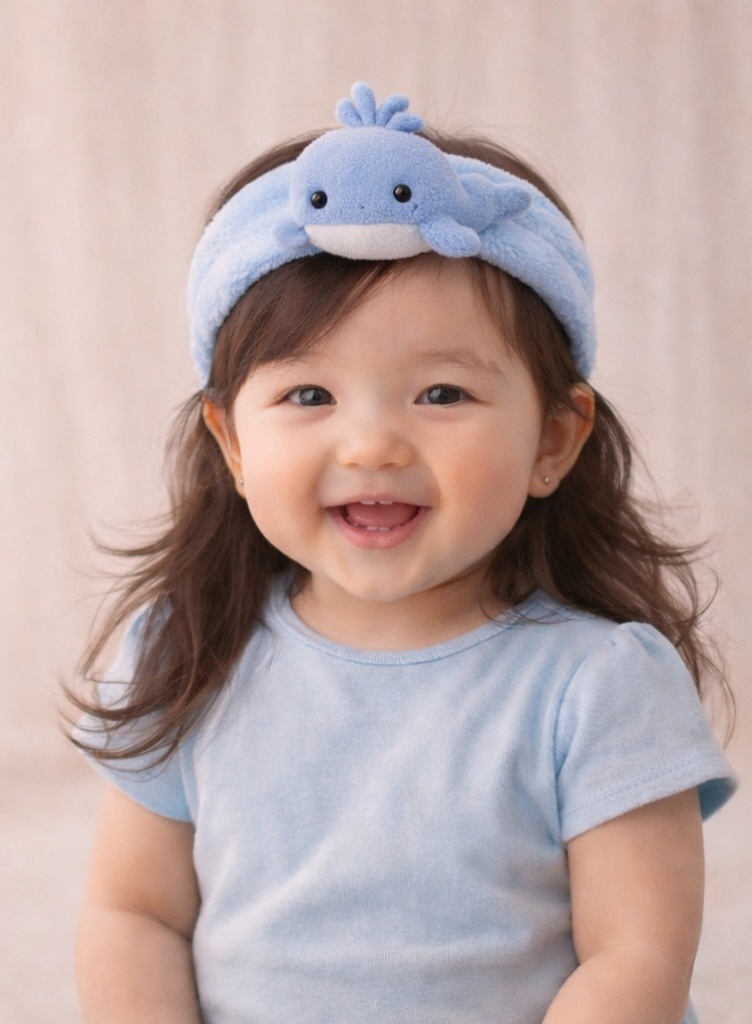 Cartoon Whale Plush Baby Headband - Soft and Cute Baby Hairband for Newborn Girls