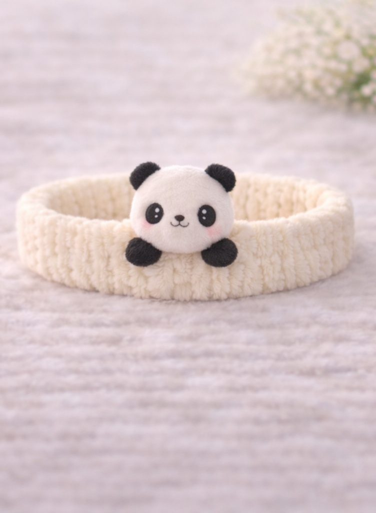 Cartoon Panda Plush Baby Headband - Soft and Cute Baby Hairband for Newborn Girls