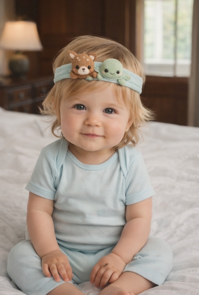 Soft Plush Baby Headband with Fawn and Green Octopus – Gentle Woodland & Ocean Duo