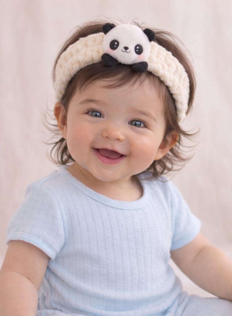 Cartoon Panda Plush Baby Headband - Soft and Cute Baby Hairband for Newborn Girls