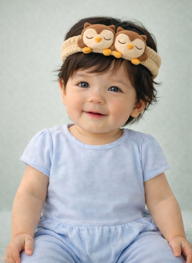 Sleepy Owl Plush Baby Headband for Newborn Comfort
