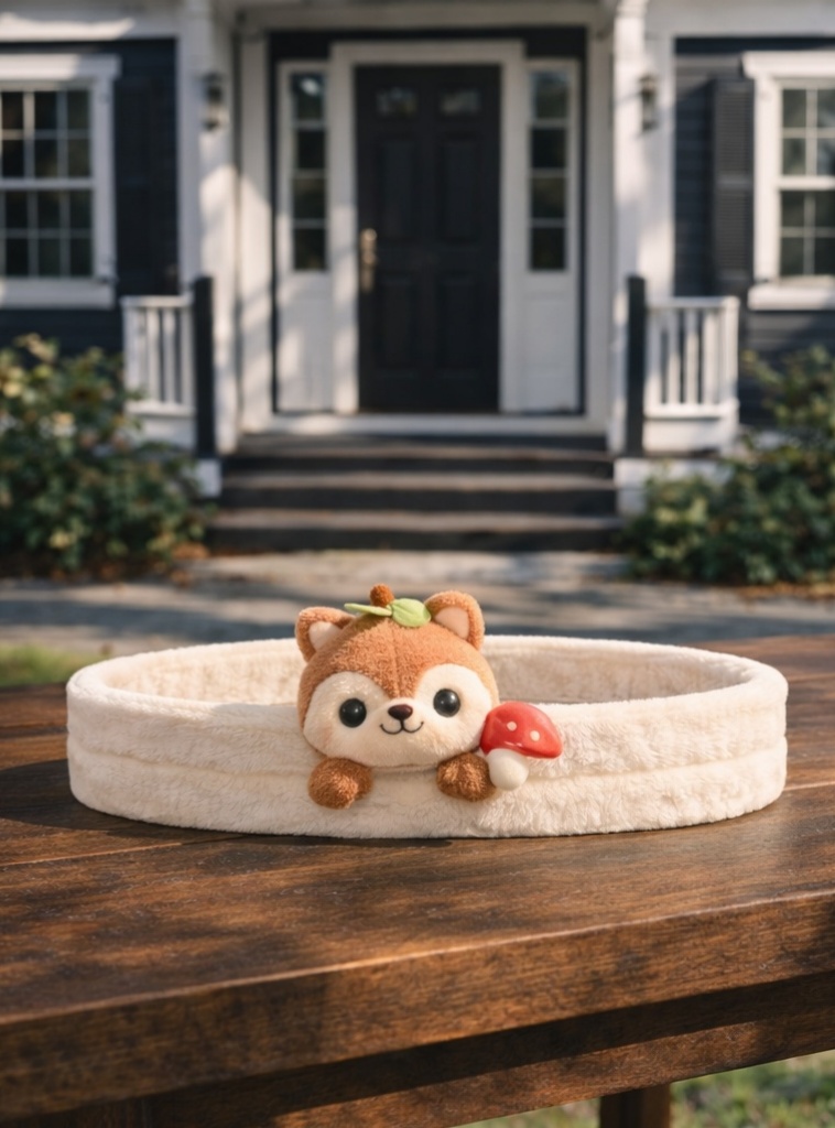 Cute Brown Bear Plush Baby Headband with Mushroom Accent – Soft and Cozy for Infants