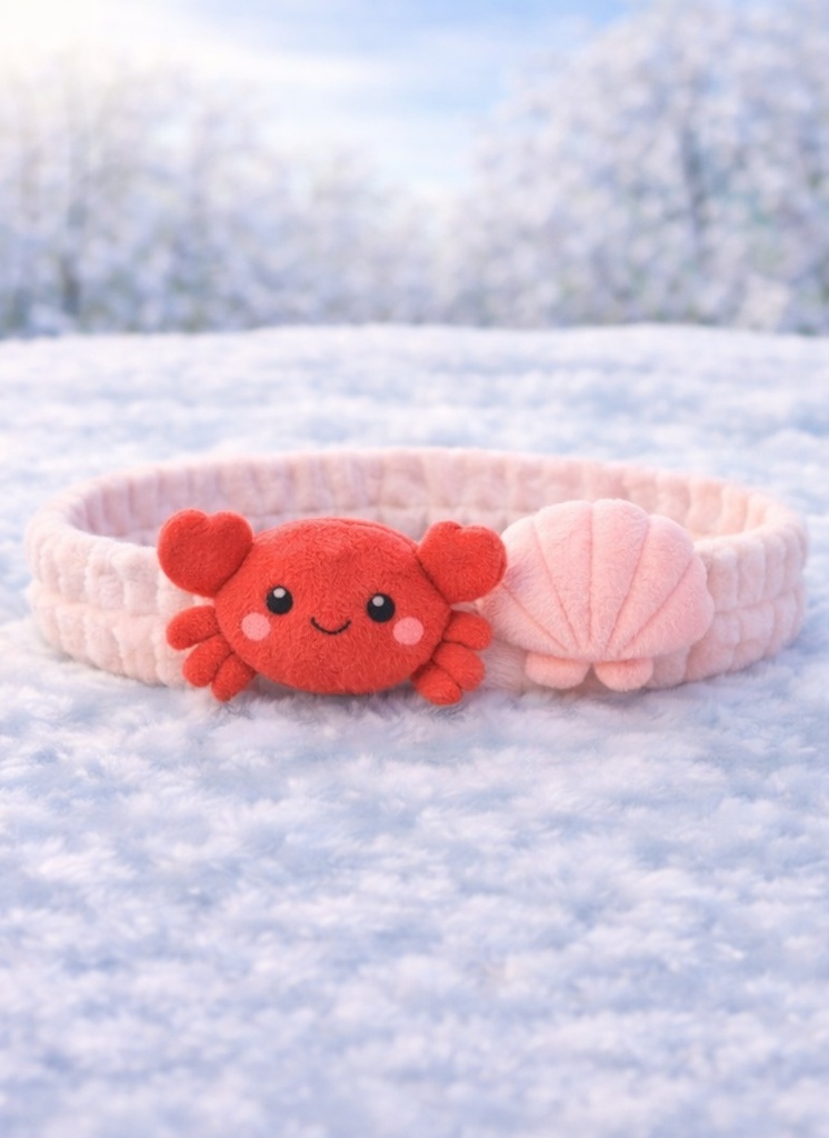 Cartoon Crab & Shell Plush Baby Headband – Soft Elastic Infant Hair Accessory