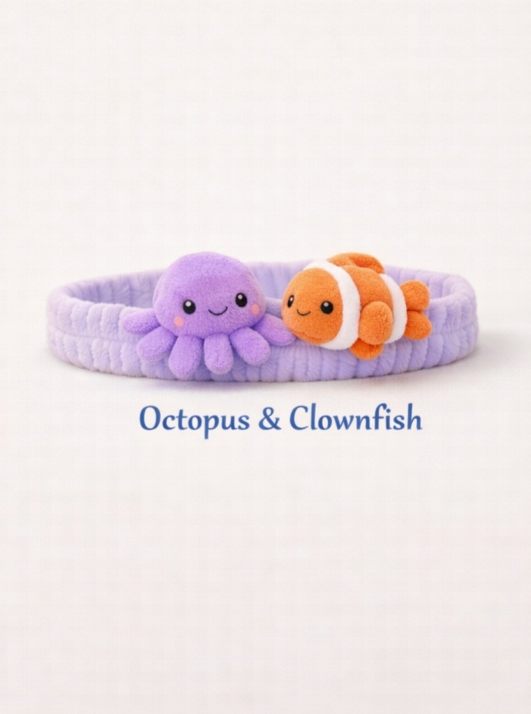 Charming Octopus & Clownfish Plush Headband for Infants