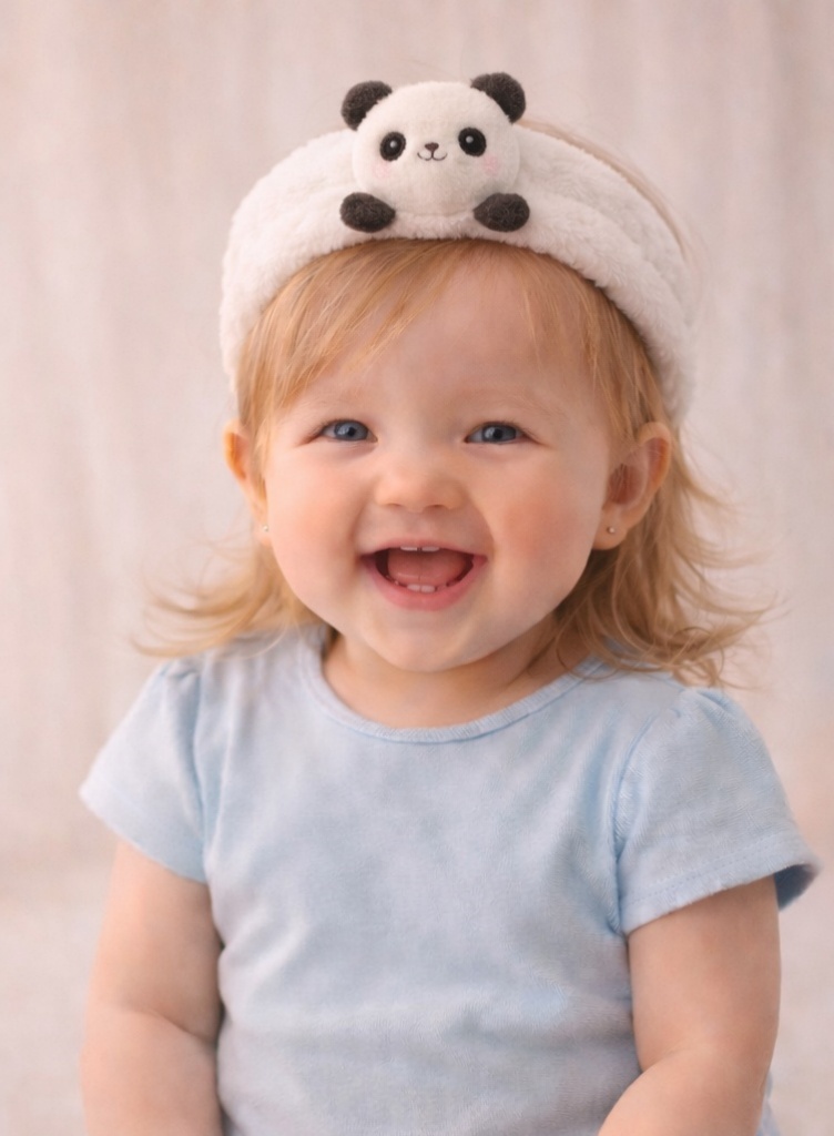 Cartoon Panda Plush Baby Headband - Cute and Soft Baby Hairband for Newborn Girls