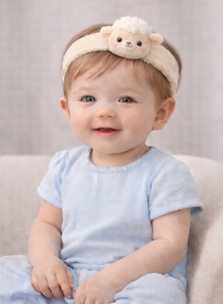 Fluffy Alpaca Baby Headband – Ultra Soft Plush Stretch Hairband for Newborns