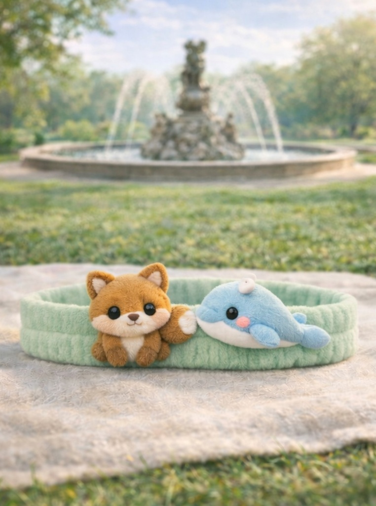 Pink Baby Plush Headband with Fox and Dolphin – Soft Hair Accessory for Girls