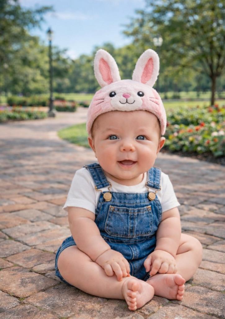 Cinta para el cabello de bebé con diseño de conejo de felpa – Accesorio adorable y suave para recién nacidos