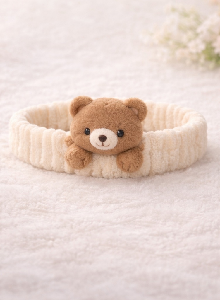 Cartoon Bear Plush Baby Headband - Soft and Cute Baby Hairband for Newborn Girls
