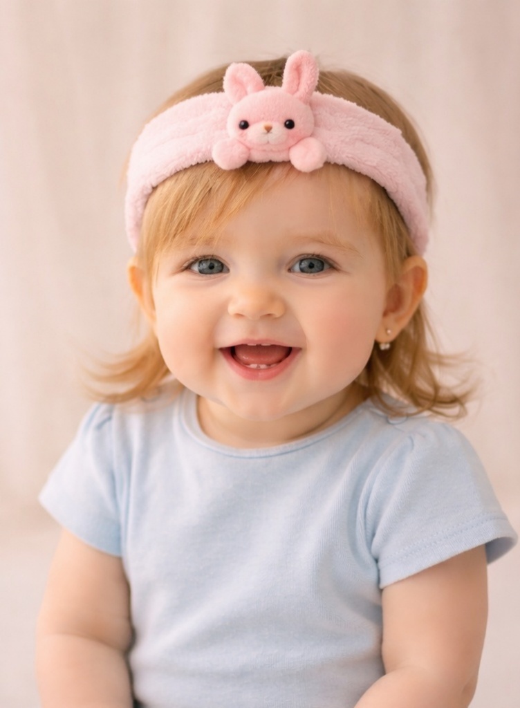 Cartoon Bunny Plush Baby Headband - Soft and Cute Baby Hairband for Newborn Girls