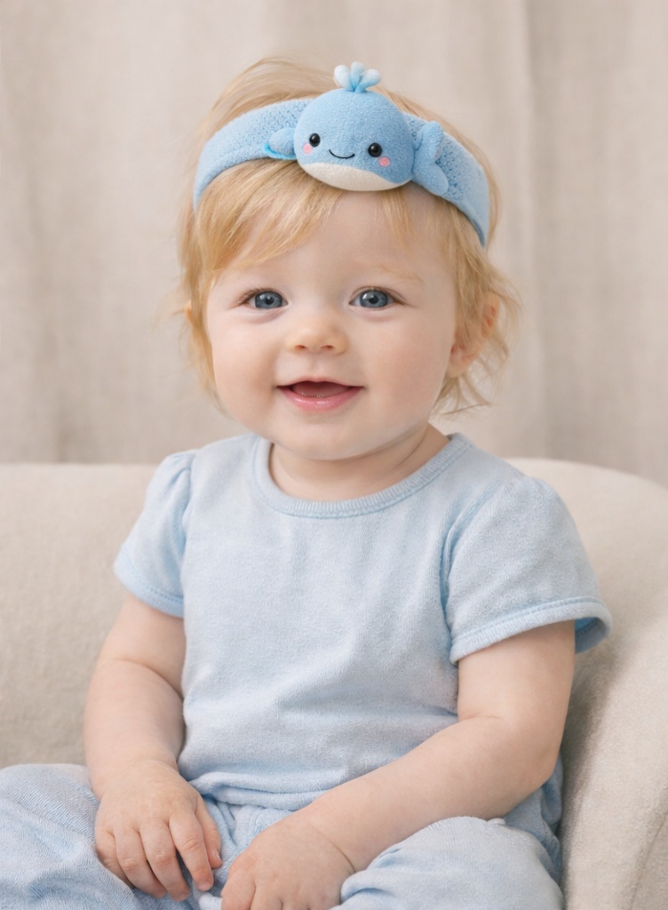 Banda Baby Whale – Accesoriu drăguț și moale pentru păr