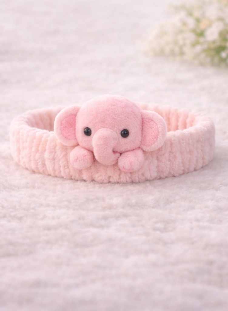 Cartoon Pink Elephant Plush Baby Headband - Soft and Cute Baby Hairband for Newborn Girls