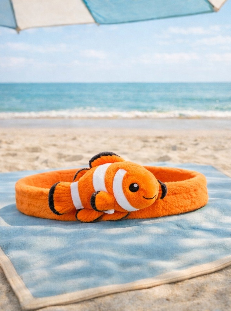 Bandeau Bébé en Peluche Poisson-Clown – Accessoire Marin Doux