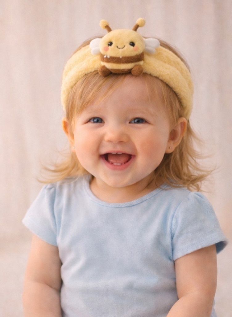 Cartoon Bee Plush Baby Headband - Soft and Cute Baby Hairband for Newborn Girls