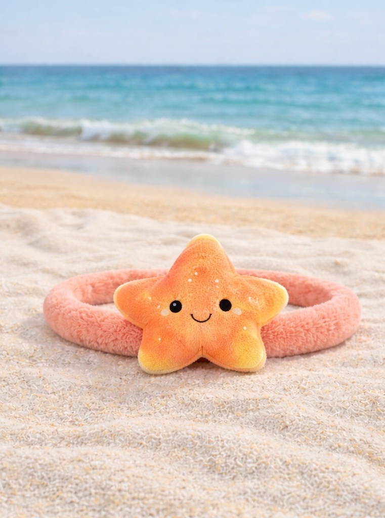 Tiara de Bebê com Estrela-do-Mar de Pelúcia – Acessório Marinho Fofo