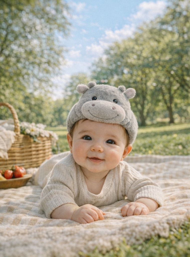Plüsch Nilpferd Baby Haarband – Weiches Tier Stirnband für Neugeborene und Kleinkinder