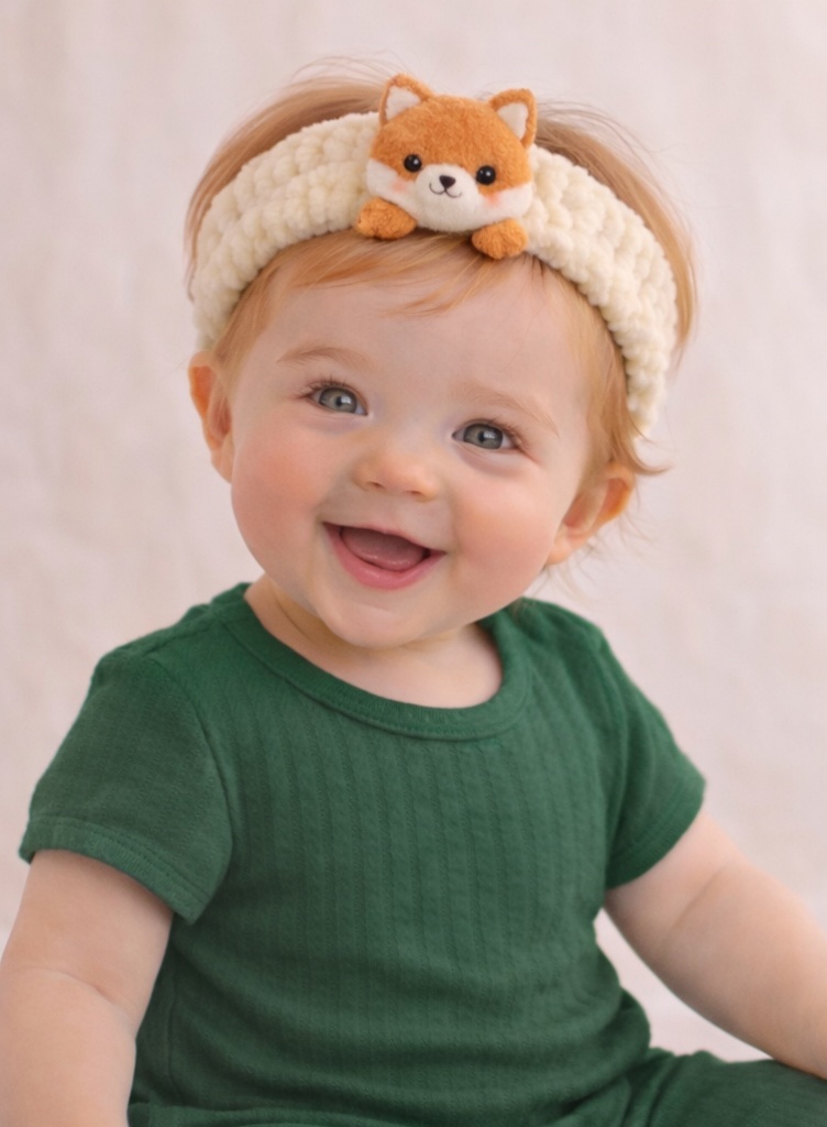 Cartoon Shiba Inu Plush Baby Headband - Soft and Cute Baby Hairband for Newborn Girls