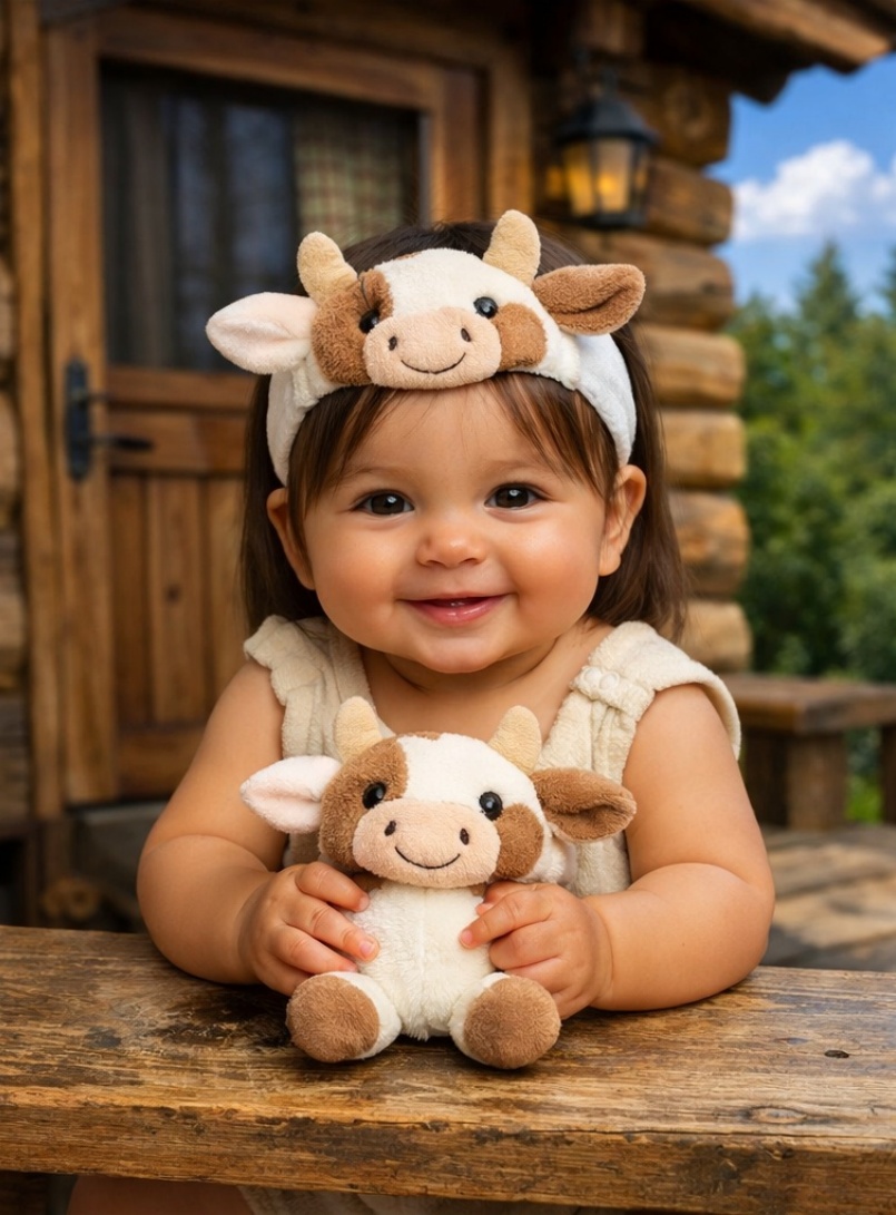 Cow Plush Baby Headband - Soft Animal Design for Newborn Comfort