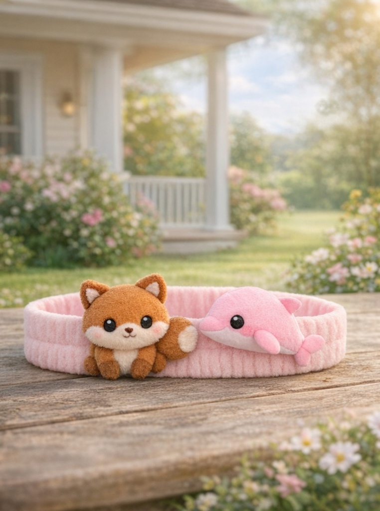 Cute Cartoon Baby Headband – Plush Fox and Blue Dolphin Duo for Toddlers