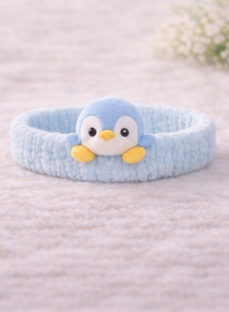 Cartoon Penguin Plush Baby Headband - Soft Winter Animal Hairband for Newborns