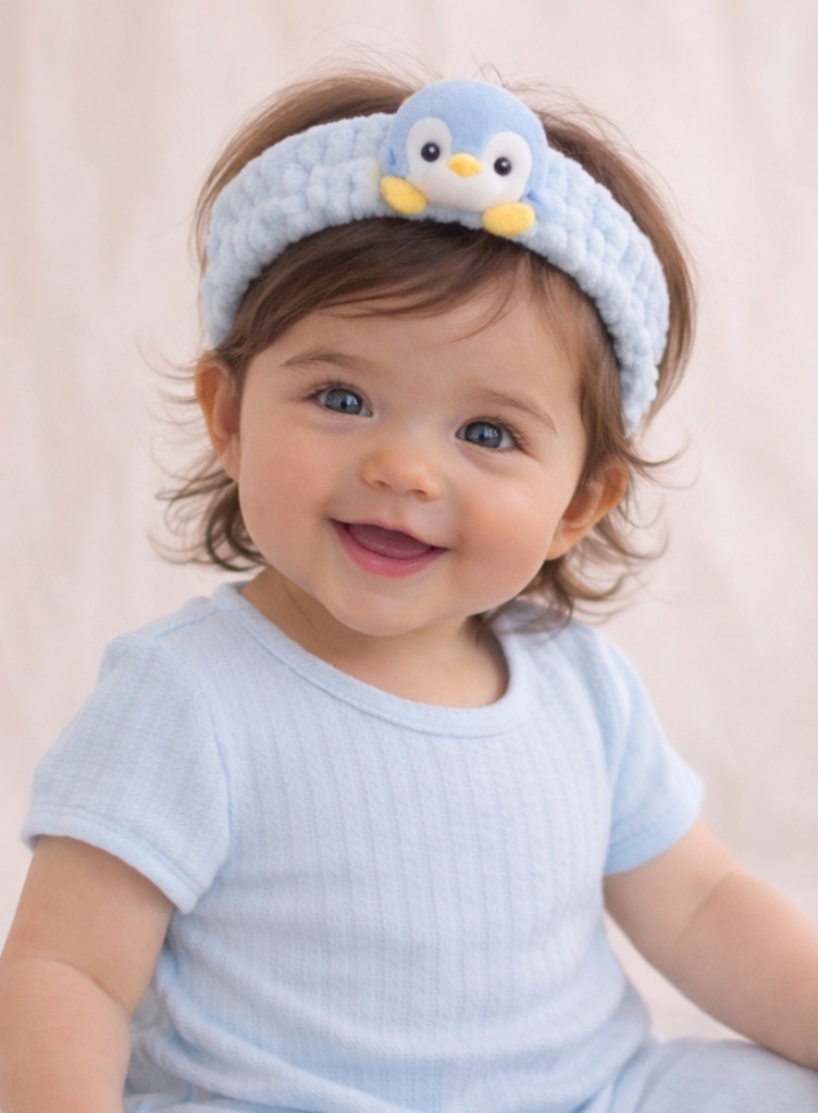 Cartoon Penguin Plush Baby Headband - Soft Winter Animal Hairband for Newborns
