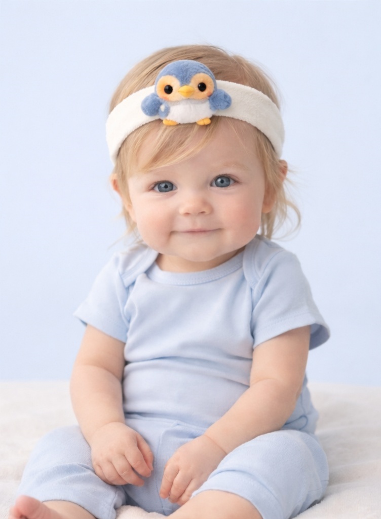 Cute Baby Penguin Headband – Soft Plush Baby Hair Accessory
