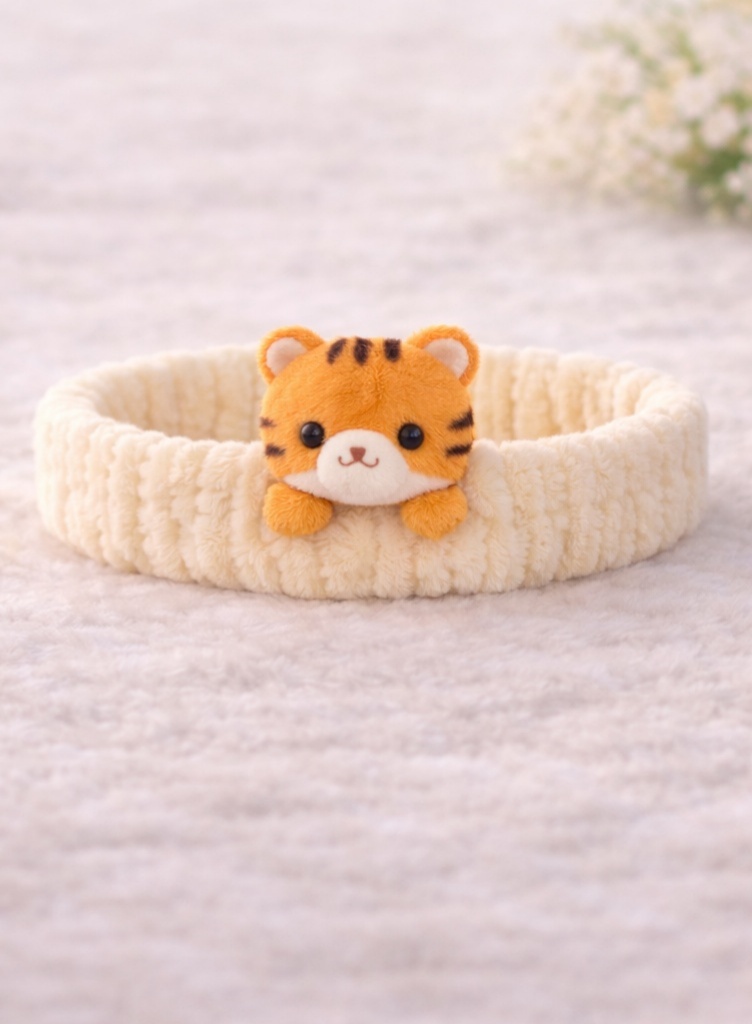 Cartoon Tiger Plush Baby Headband - Soft Jungle Animal Hairband for Infants