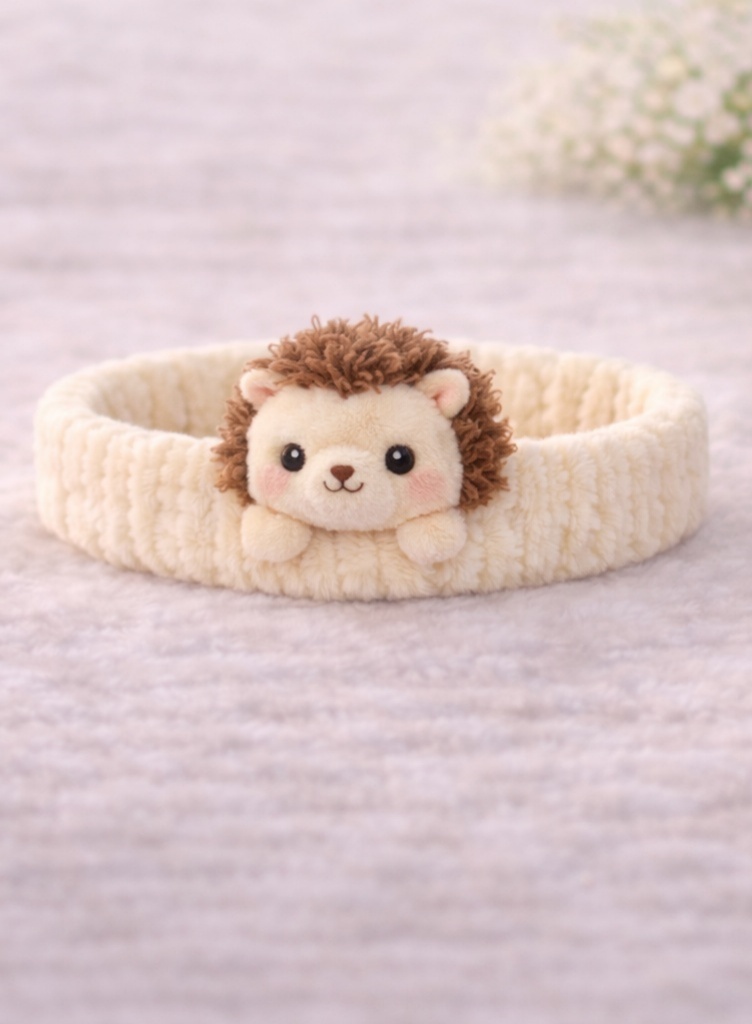 Cartoon Hedgehog Plush Baby Headband - Fluffy Animal Hairband for Newborn Girls