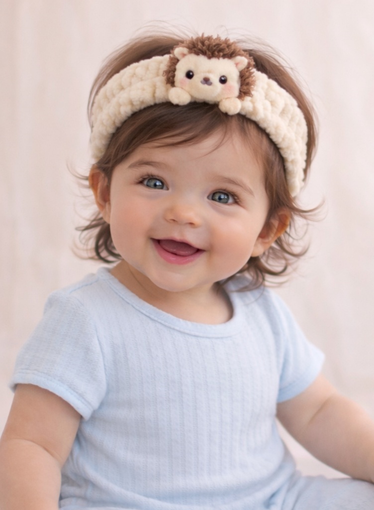 Cartoon Hedgehog Plush Baby Headband - Fluffy Animal Hairband for Newborn Girls