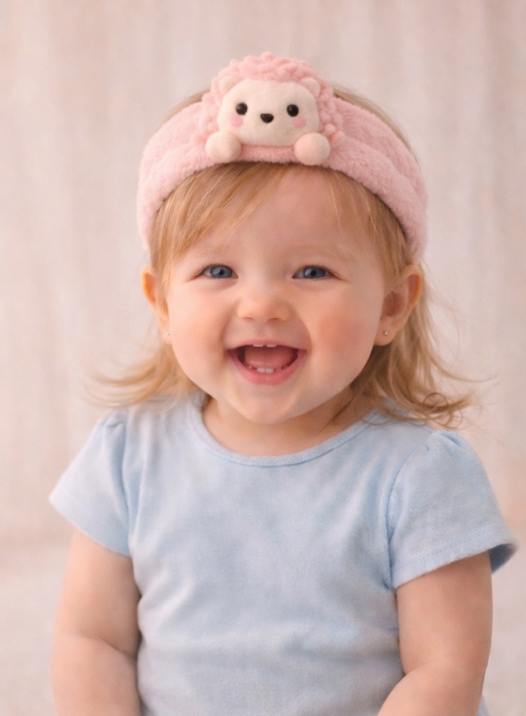 Pink Hedgehog Plush Baby Headband - Adorable Forest Animal Hairband for Newborn Girls