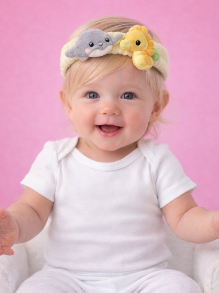 Delightful Dolphin & Seahorse Plush Baby Headband
