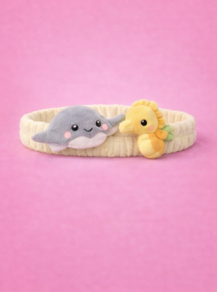 Delightful Dolphin & Seahorse Plush Baby Headband