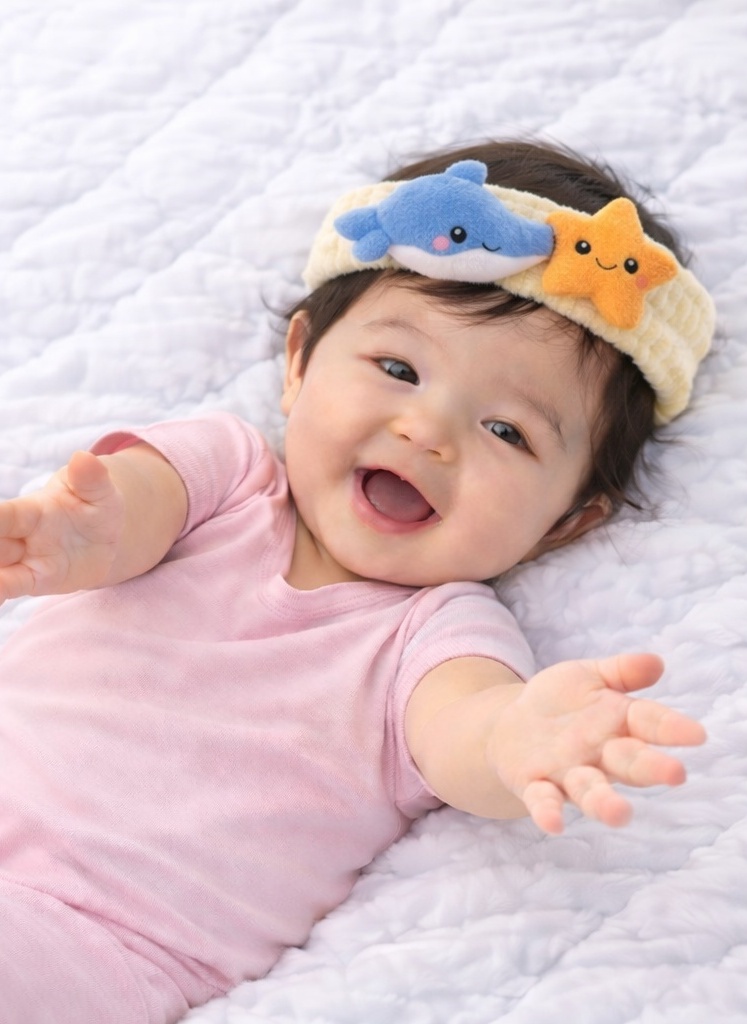 Dolphin & Star Plush Baby Headband – Soft Marine Style Infant Hair Accessory