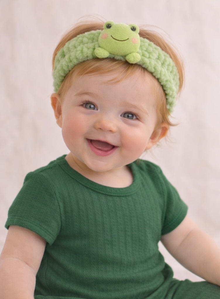 Cartoon Frog Plush Baby Headband - Soft and Adorable Baby Hairband for Newborn Girls