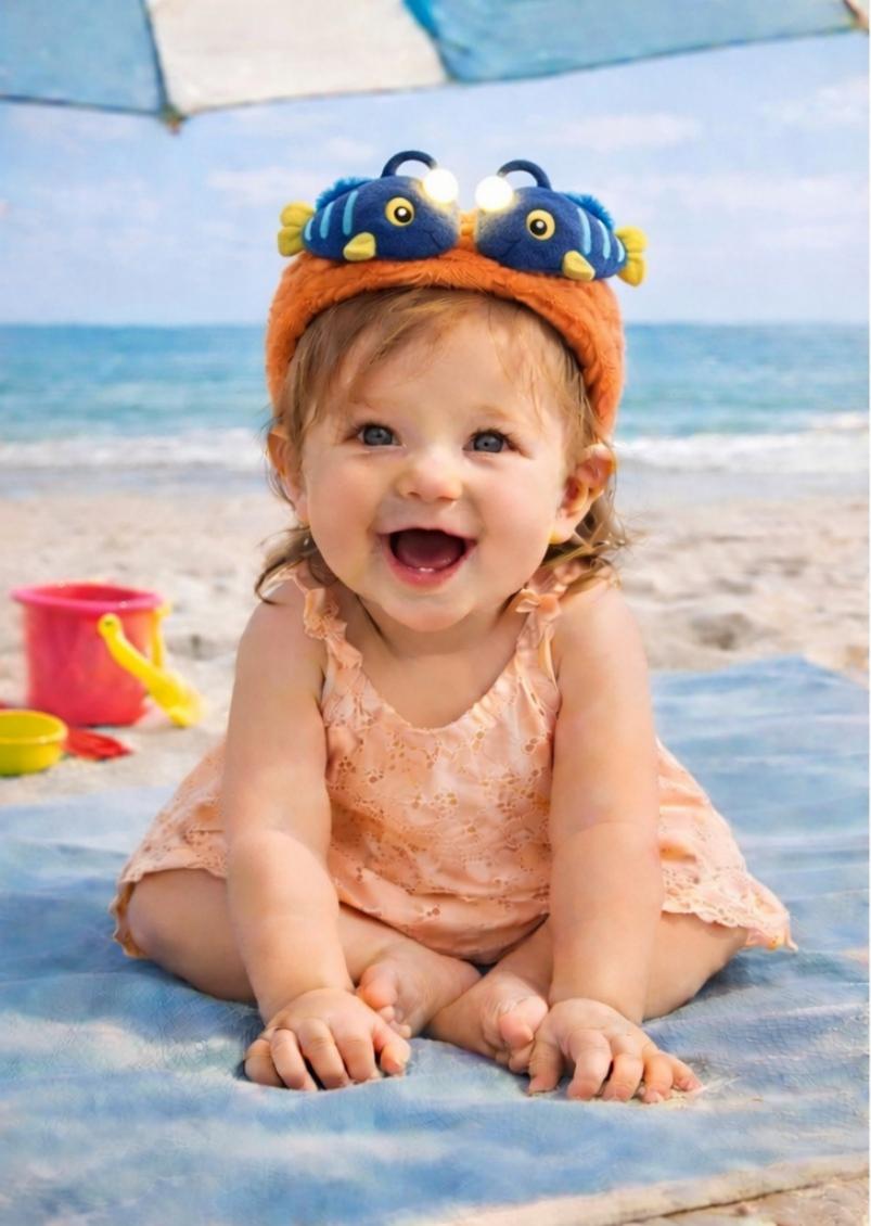 Anglerfish Light-Up Baby Headband - Deep Sea Plush Hairband for Infants