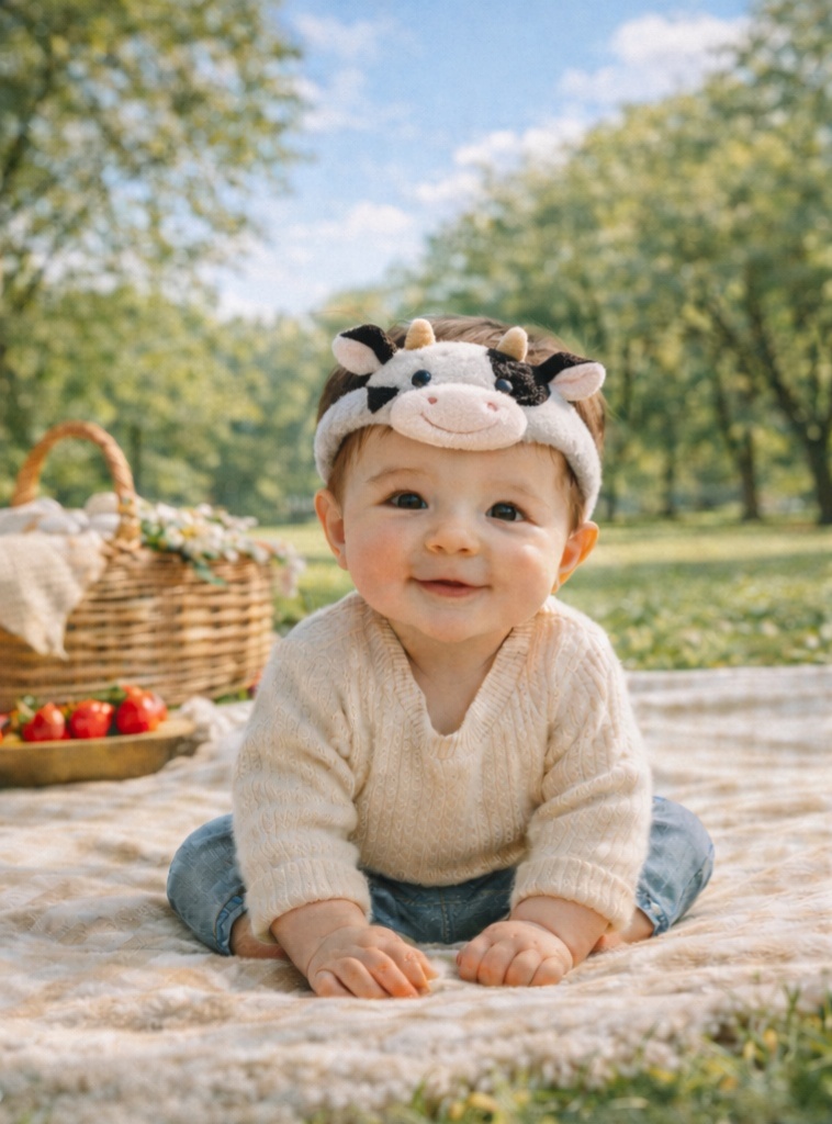 Cow Plush Baby Headband – Soft Cartoon Animal Hair Accessory for Infants