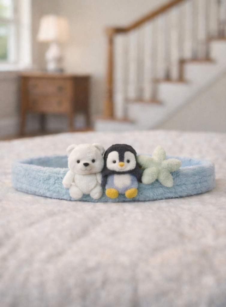 Polar Animal Plush Baby Headband - Bear, Penguin & Starfish | Soft Blue Band