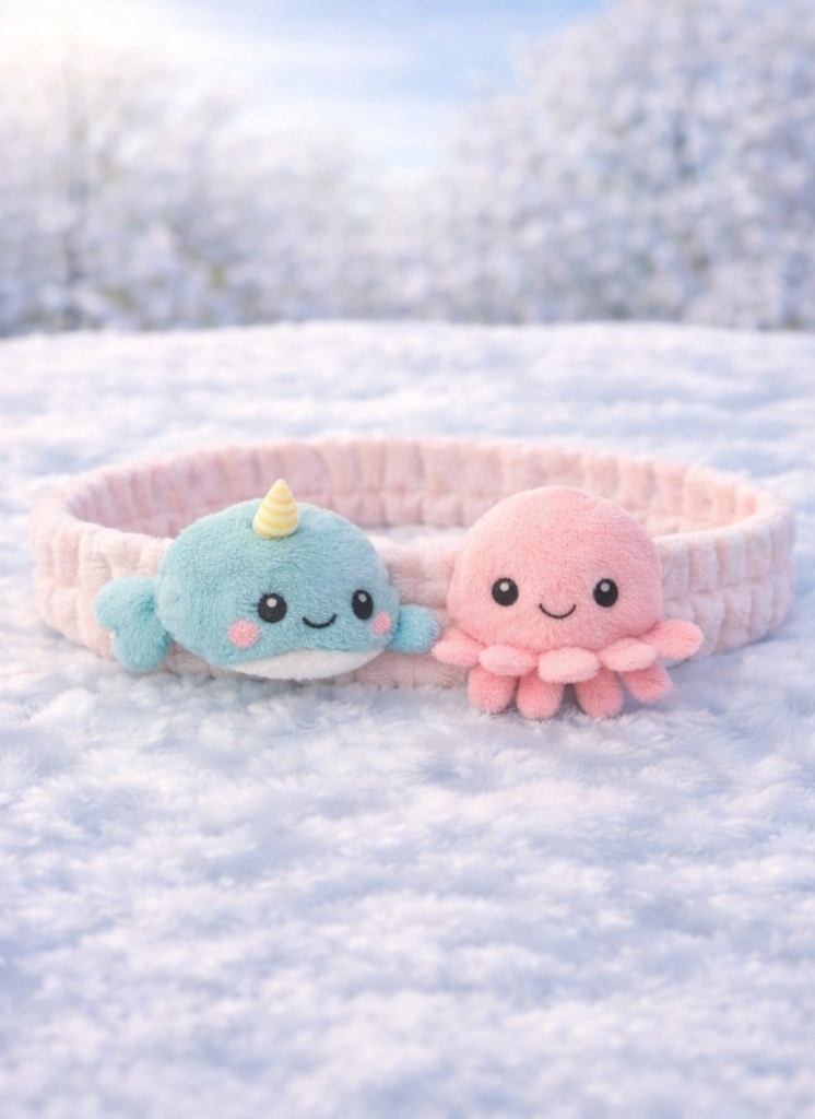 Narwhal & Octopus Plush Baby Headband – Fantasy Ocean Soft Hairband for Infants