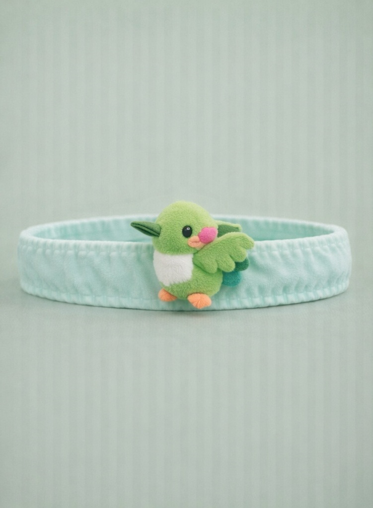 Vibrant Green Bird Plush Baby Headband for Infants