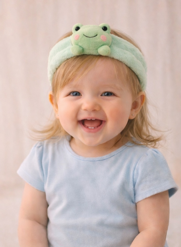 Cartoon Frog Plush Baby Headband - Soft and Cute Baby Hairband for Newborn Girls