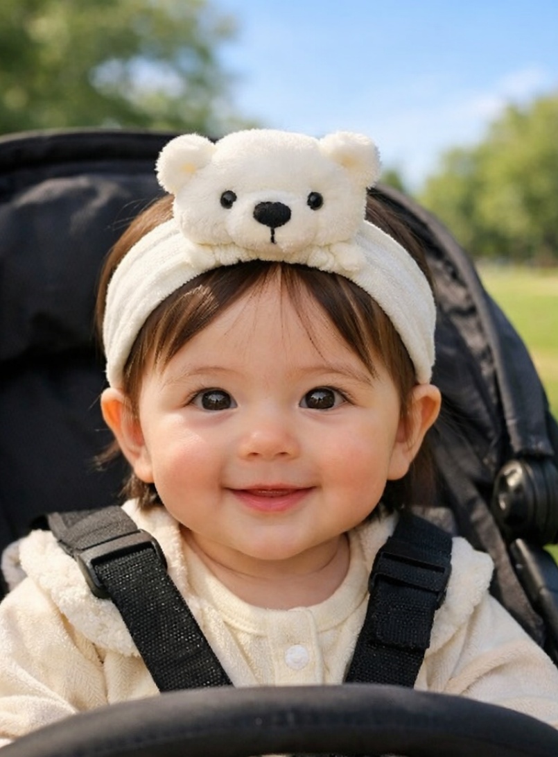 Polar Bear Plush Baby Headband - Ultra Soft Headwear for Toddlers and Infants