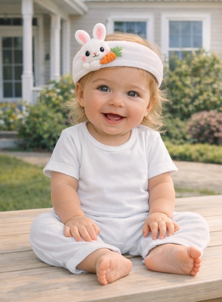 Sweet Bunny Baby Headband with Plush Carrot – Soft and Cute Headwear for Infants