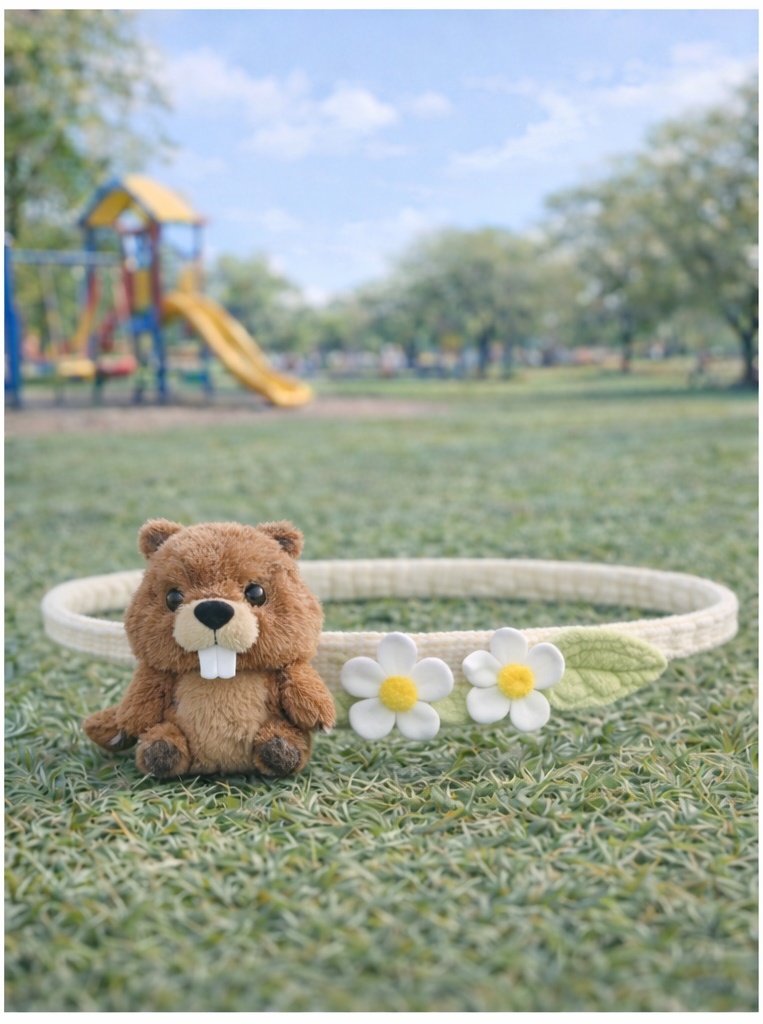 Lovely Beaver Plush Baby Headband | Floral Animal Elastic Hairband for Infants