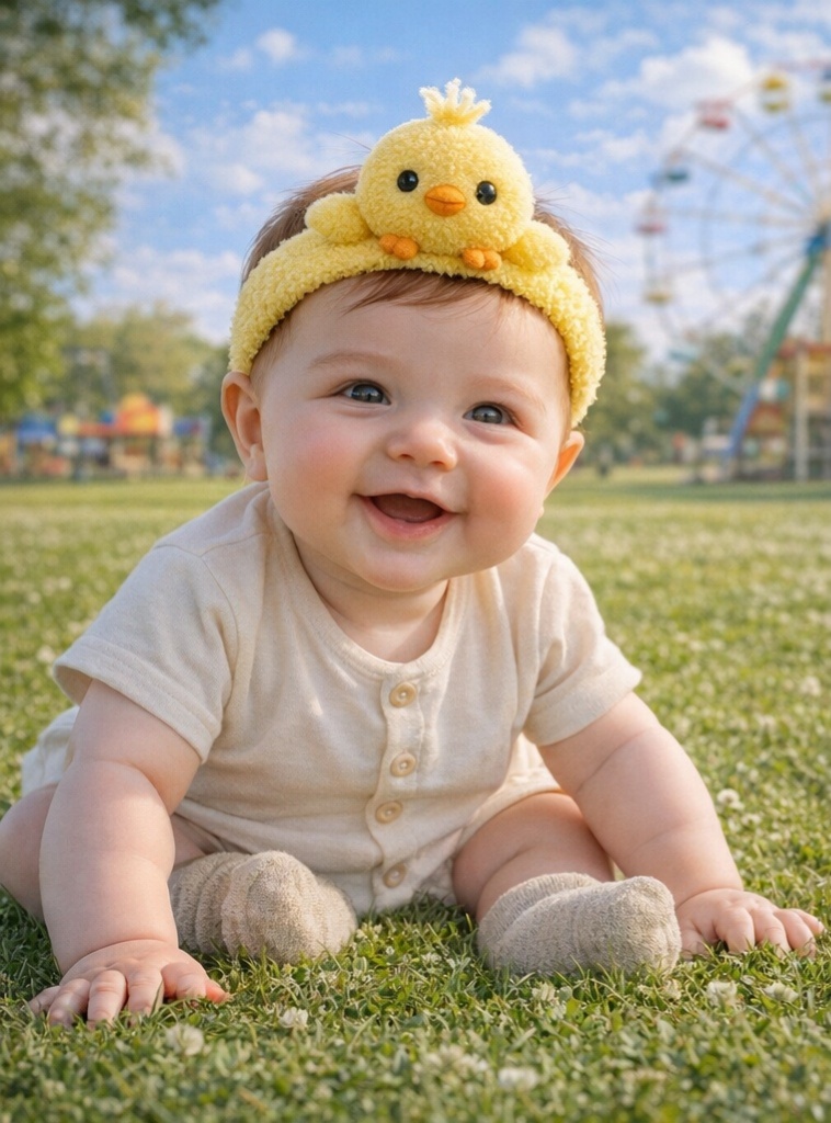Yellow Chick Baby Headband – Plush Animal Hairband for Newborns & Toddlers